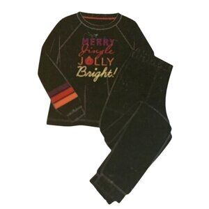 Joyspun Childrens Merry Jingle Jolly Bright 2-Piece Pajama Set Black Size M